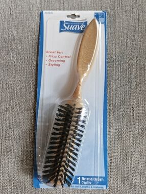 Vintage Suave Flare Bristle Hair Brush - Tan Handle, Black Bristles
